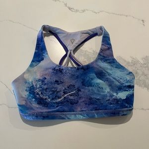 Ivivva Girls Cross Back Sports Bra, Girls Size 8, Blue and Purple Pattern